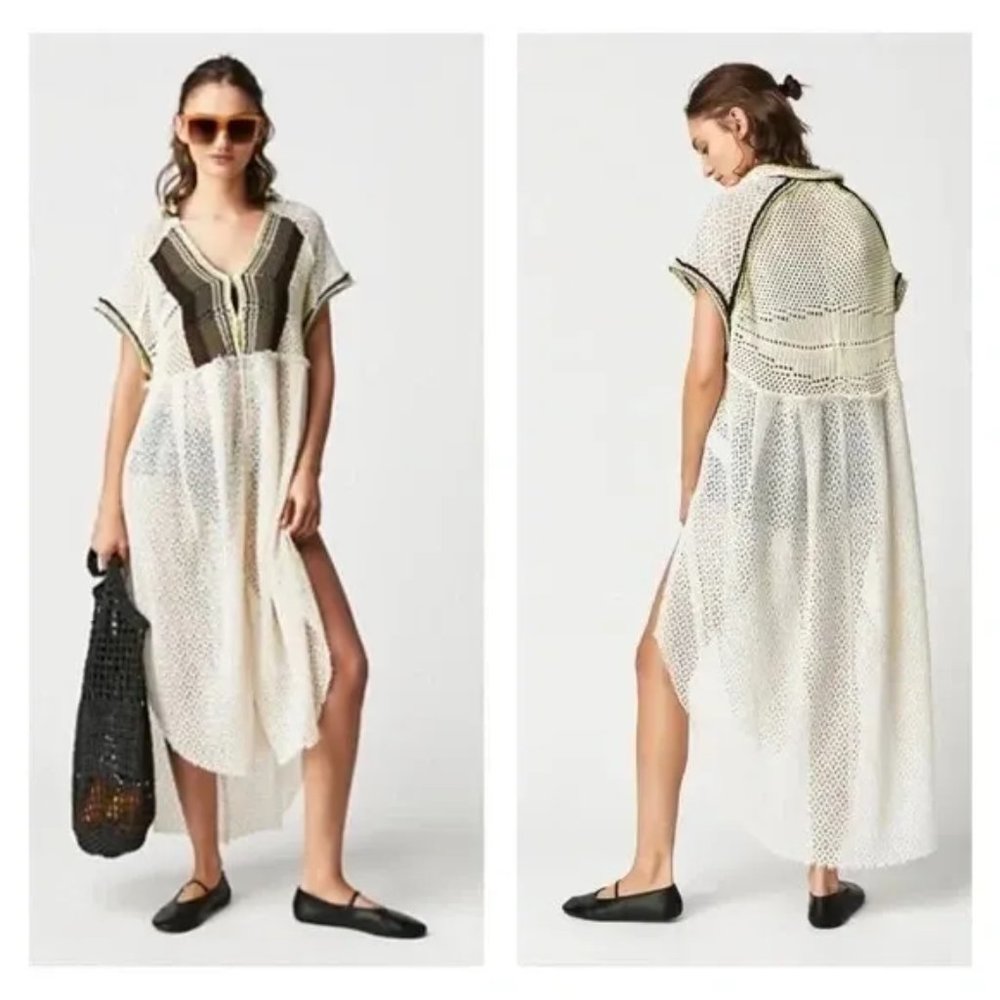 NEW $228 FREE PEOPLE KELLY CROCHET TOP SWIM COVER UP DRESS XS S M L 🌜🌞🌛